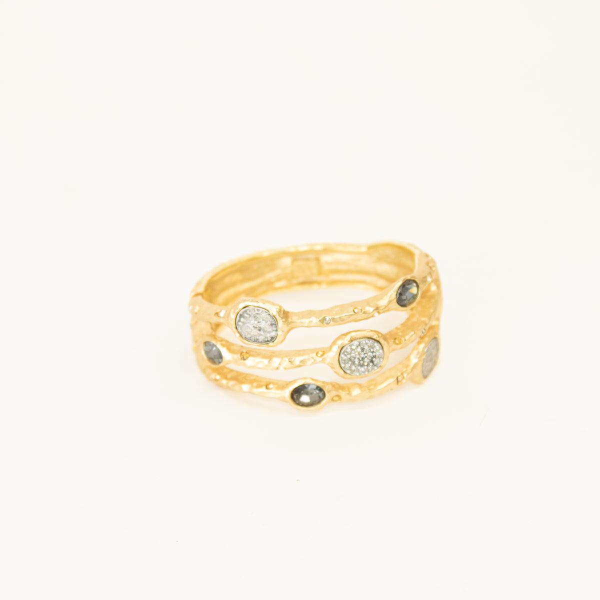 Tat2 3 Band Gold Coin Detail Magnetic Bangle