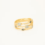 Tat2 3 Band Gold Coin Detail Magnetic Bangle