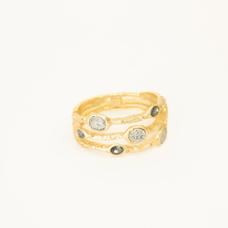 Tat2 3 Band Gold Coin Detail Magnetic Bangle