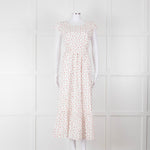 Seraphina White Red Strawberry Print Cap Sleeve Midi Cotton Dress