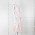 Seraphina White Red Strawberry Print Cap Sleeve Midi Cotton Dress
