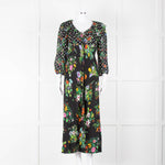 Rixo Black Multi Floral Dot Long Sleeve Dress