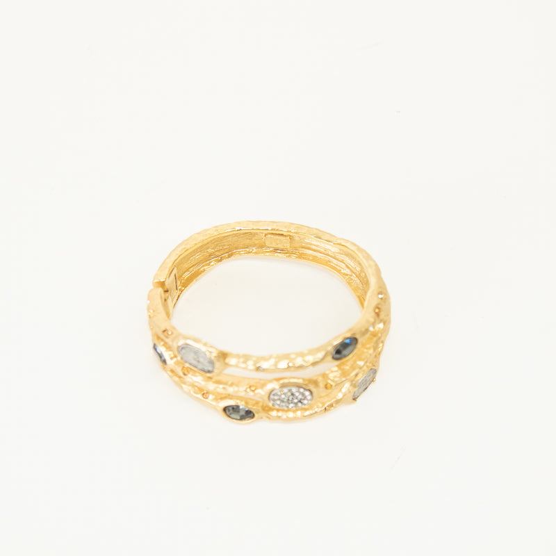 Tat2 3 Band Gold Coin Detail Magnetic Bangle