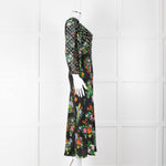Rixo Black Multi Floral Dot Long Sleeve Dress
