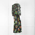 Rixo Black Multi Floral Dot Long Sleeve Dress