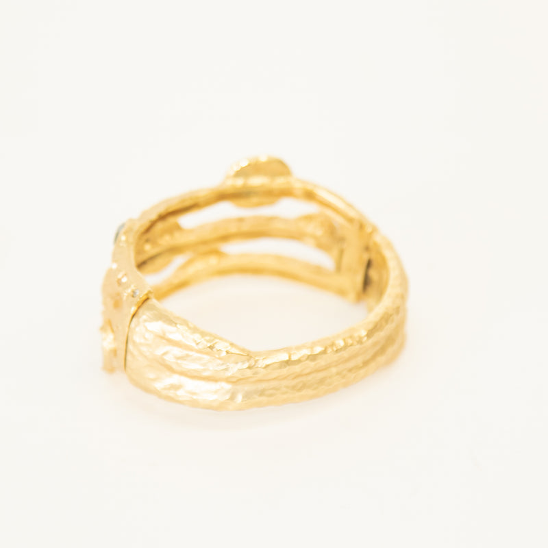 Tat2 3 Band Gold Coin Detail Magnetic Bangle