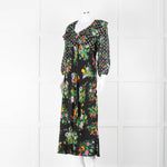 Rixo Black Multi Floral Dot Long Sleeve Dress