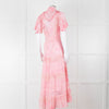 LoveShackFancy Pink Ombre Net And Lace Maxi Dress With Slip