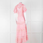 LoveShackFancy Pink Ombre Net And Lace Maxi Dress With Slip