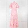 LoveShackFancy Pink Ombre Net And Lace Maxi Dress With Slip