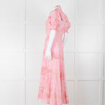 LoveShackFancy Pink Ombre Net And Lace Maxi Dress With Slip