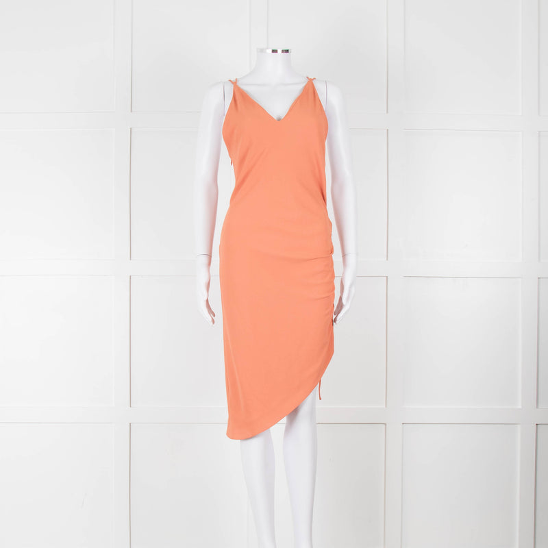 Iro Orange Sleeveless Asymmetric Tie-Up Back Dress