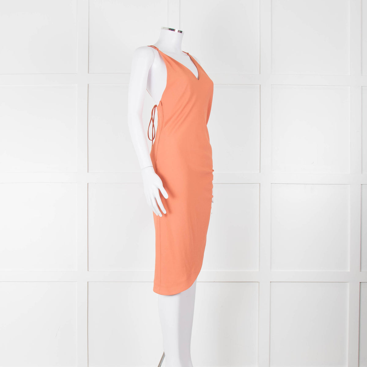 Iro Orange Sleeveless Asymmetric Tie-Up Back Dress