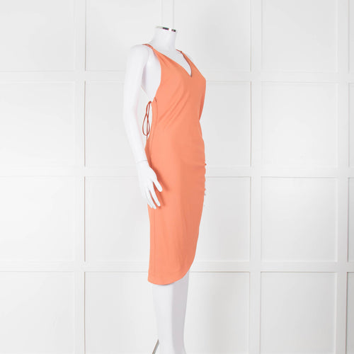 Iro Orange Sleeveless Asymmetric Tie-Up Back Dress