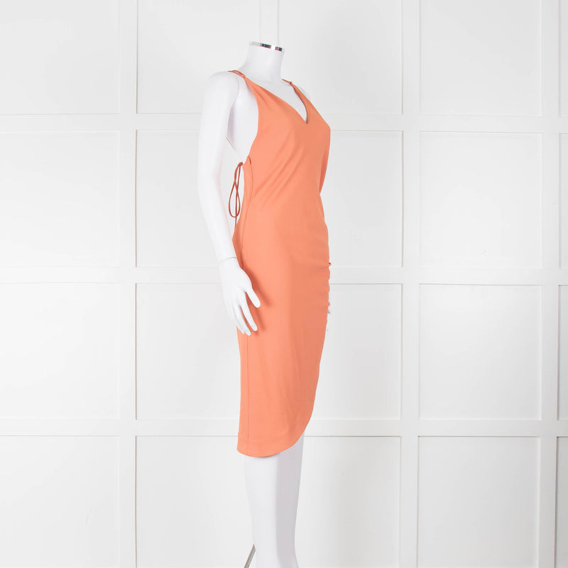 Iro Orange Sleeveless Asymmetric Tie-Up Back Dress