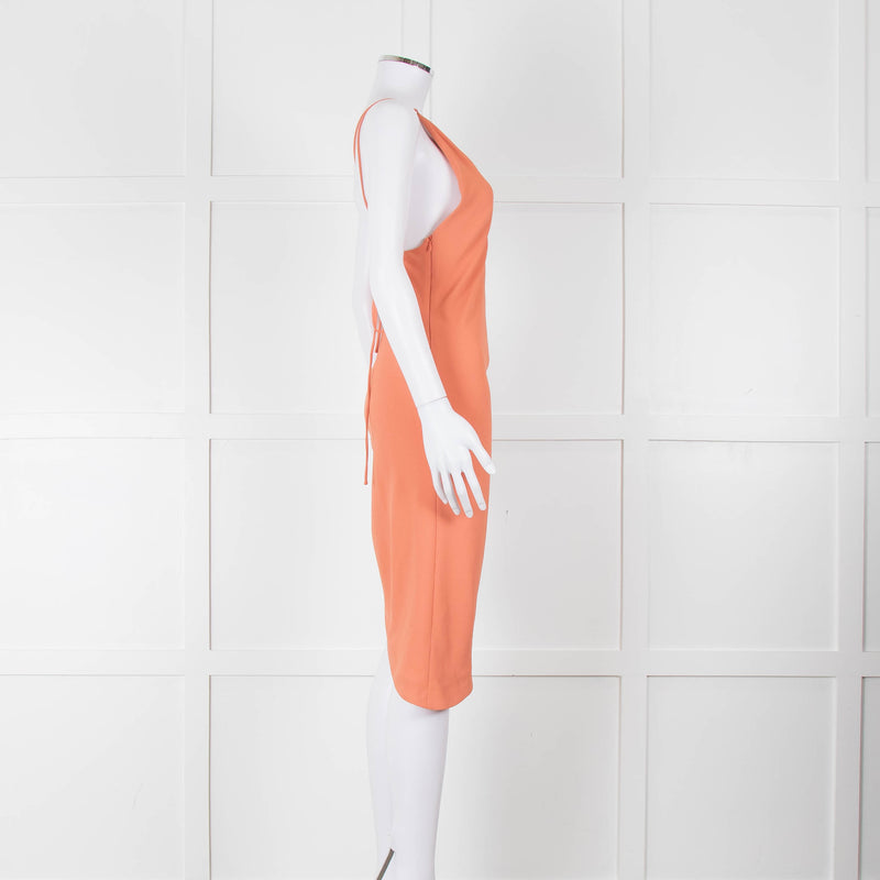 Iro Orange Sleeveless Asymmetric Tie-Up Back Dress