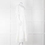 Self-Portrait White Cotton Broderie Anglaise Puff Sleeve Long Dress