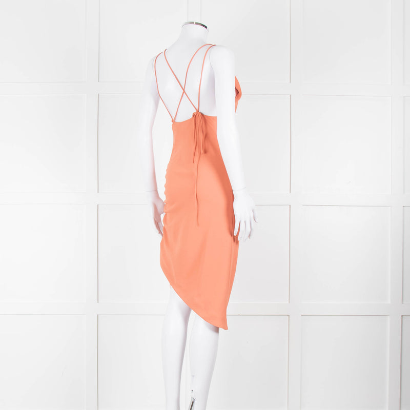 Iro Orange Sleeveless Asymmetric Tie-Up Back Dress