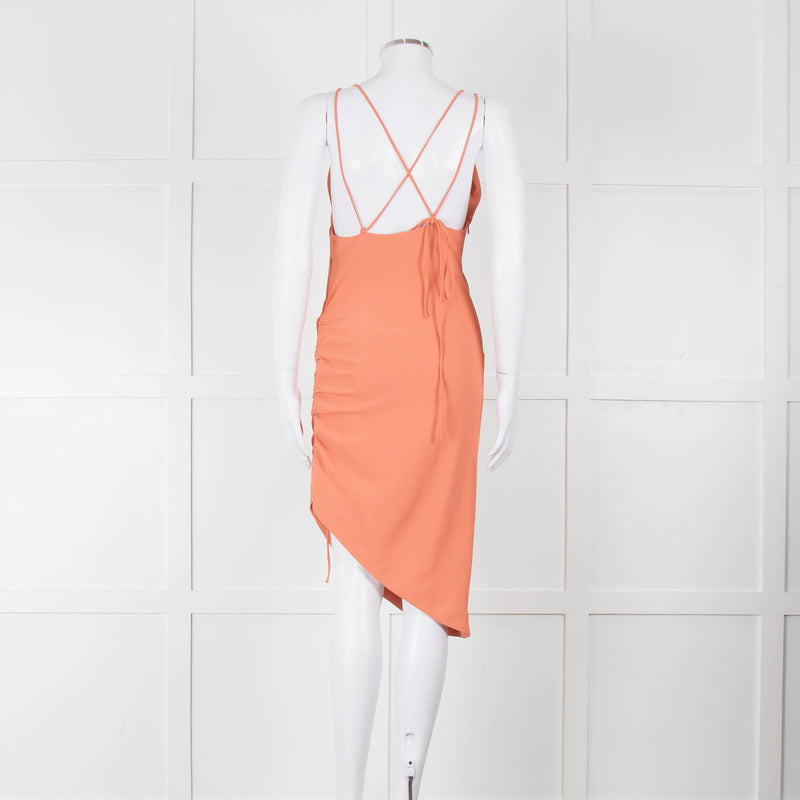 Iro Orange Sleeveless Asymmetric Tie-Up Back Dress