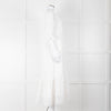 Self-Portrait White Cotton Broderie Anglaise Puff Sleeve Long Dress