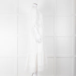 Self-Portrait White Cotton Broderie Anglaise Puff Sleeve Long Dress