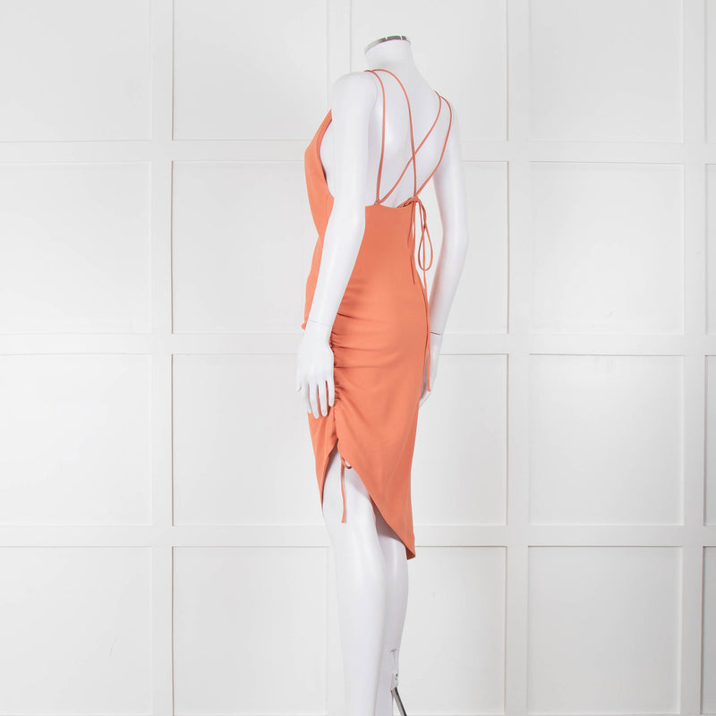 Iro Orange Sleeveless Asymmetric Tie-Up Back Dress