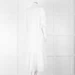 Self-Portrait White Cotton Broderie Anglaise Puff Sleeve Long Dress