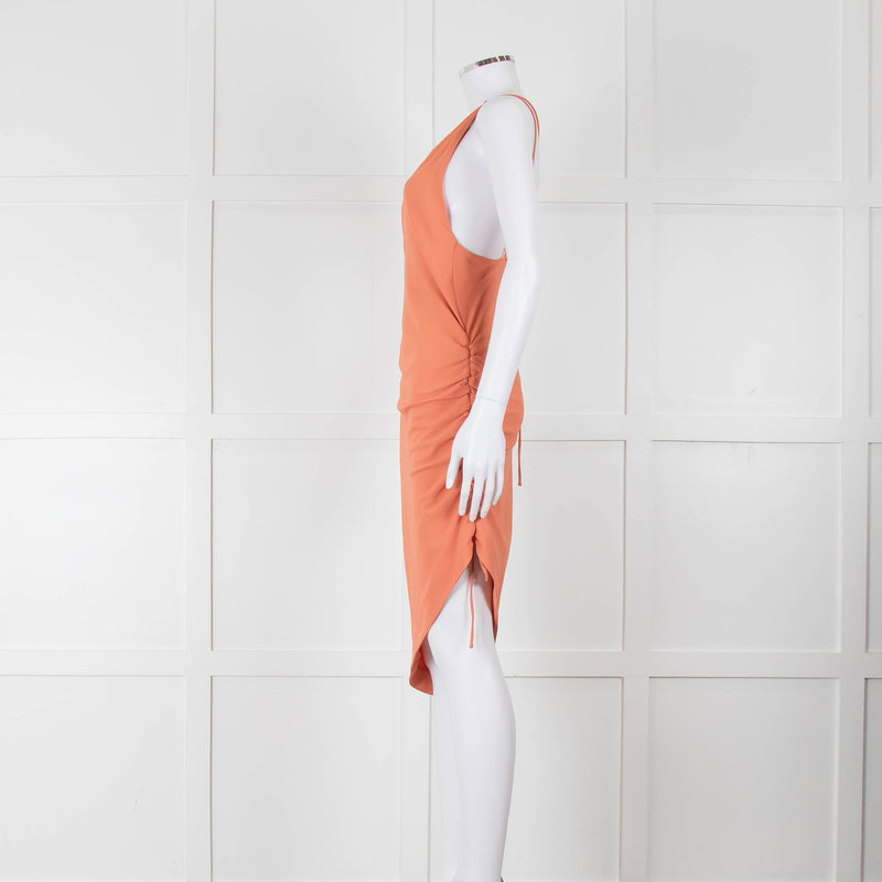 Iro Orange Sleeveless Asymmetric Tie-Up Back Dress