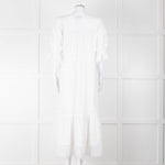 Self-Portrait White Cotton Broderie Anglaise Puff Sleeve Long Dress