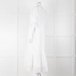 Self-Portrait White Cotton Broderie Anglaise Puff Sleeve Long Dress