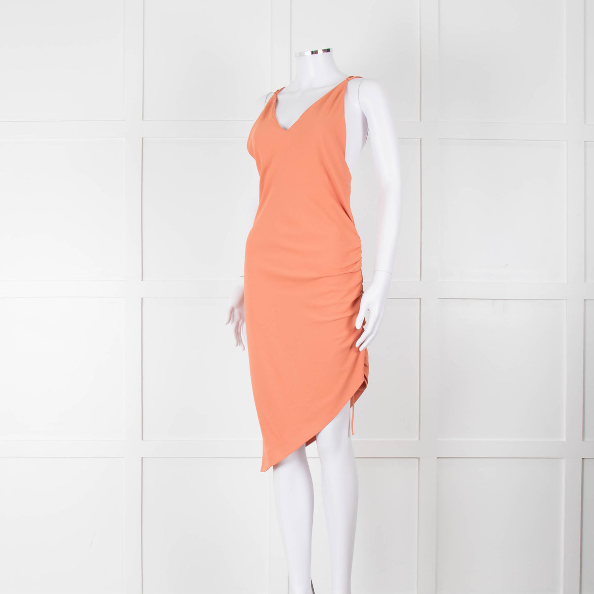 Iro Orange Sleeveless Asymmetric Tie-Up Back Dress