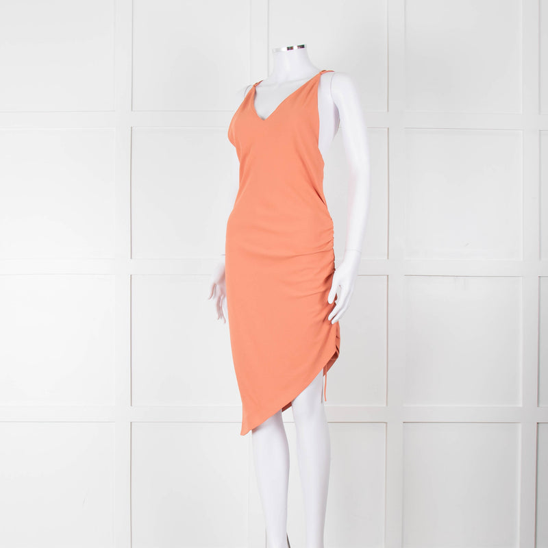 Iro Orange Sleeveless Asymmetric Tie-Up Back Dress