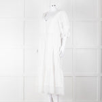 Self-Portrait White Cotton Broderie Anglaise Puff Sleeve Long Dress