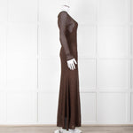 Tom Ford Chocolate Brown Lurex Crochet Maxi Dress + Slip