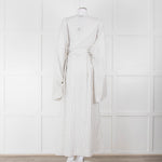 Raey White Grey Pin Stripes Belted Kaftan Dress