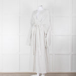 Raey White Grey Pin Stripes Belted Kaftan Dress