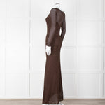 Tom Ford Chocolate Brown Lurex Crochet Maxi Dress + Slip