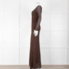 Tom Ford Chocolate Brown Lurex Crochet Maxi Dress + Slip