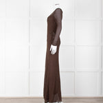Tom Ford Chocolate Brown Lurex Crochet Maxi Dress + Slip