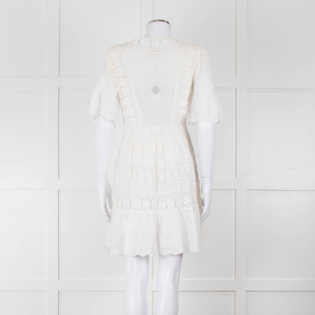 Rebecca Taylor Cream Cotton Lace Short Sleeve Dress