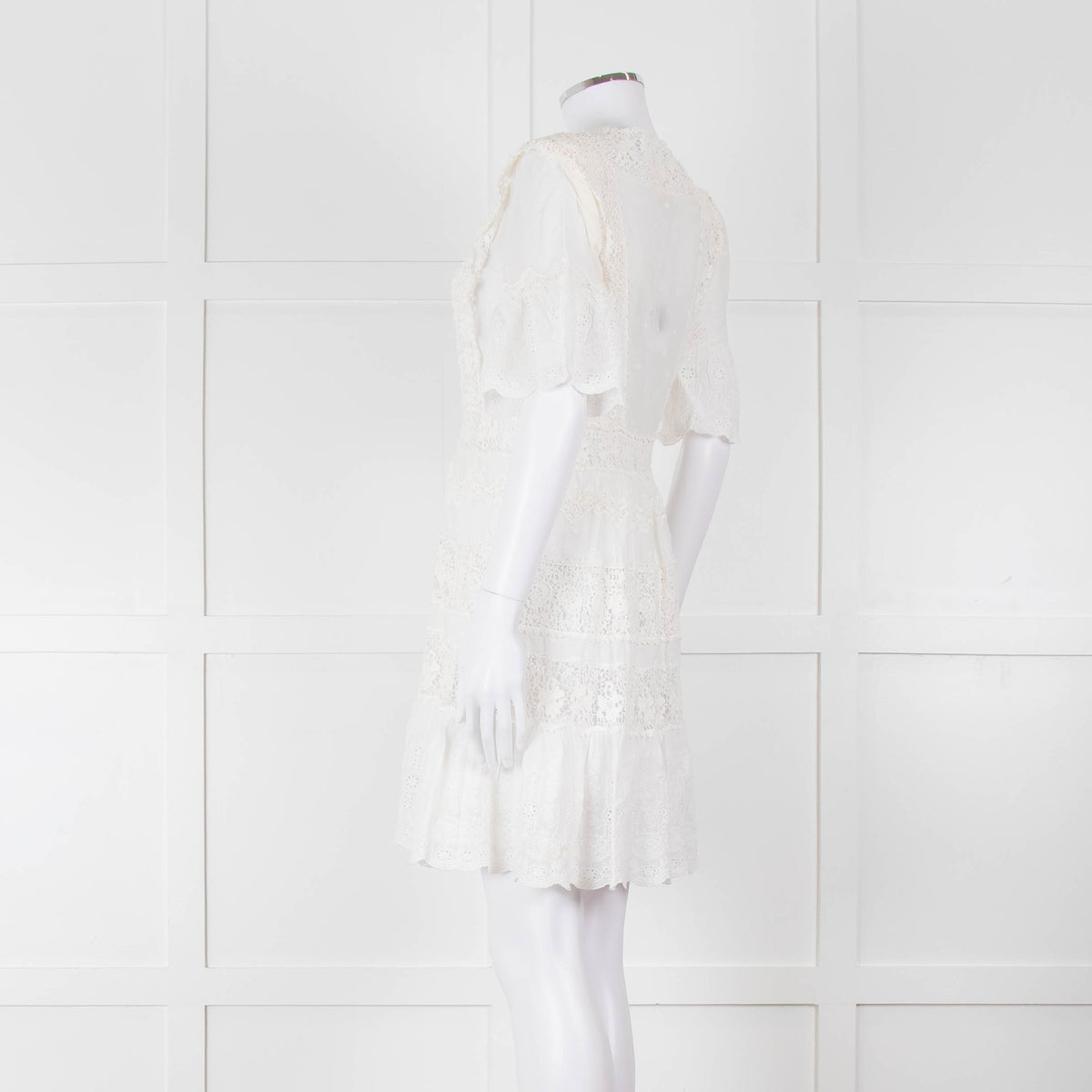 Rebecca Taylor Cream Cotton Lace Short Sleeve Dress
