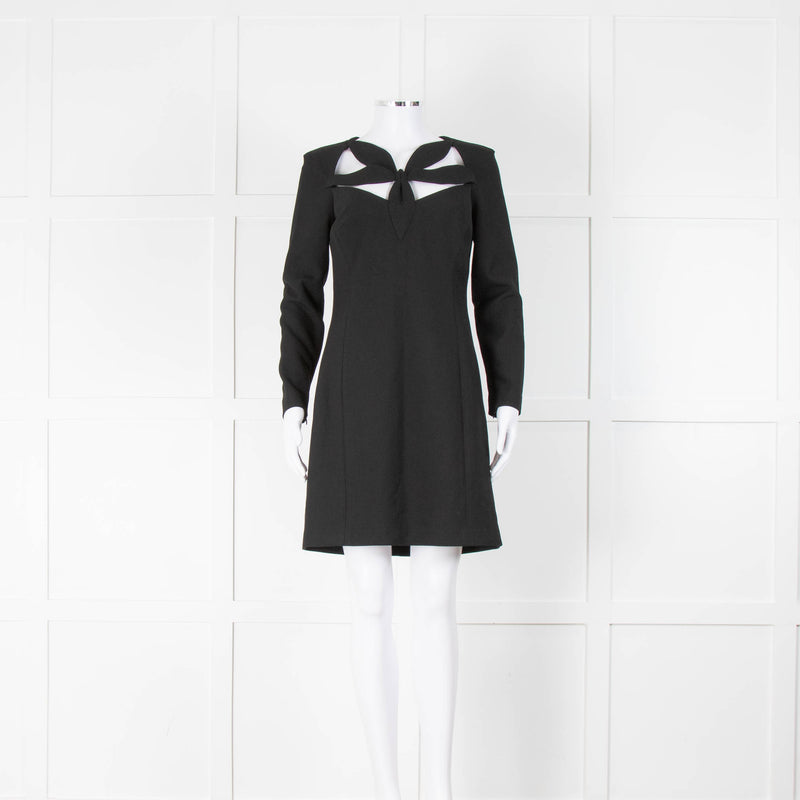 Milly Black Long Sleeve Cut Out Front Mini Dress