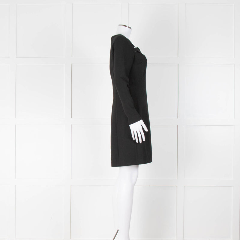 Milly Black Long Sleeve Cut Out Front Mini Dress