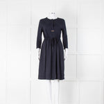 Peserico Navy Blue Dress With Tie Waist
