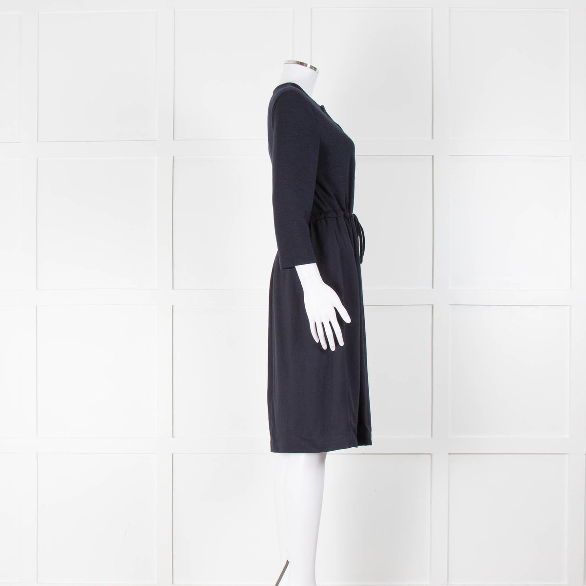 Peserico Navy Blue Dress With Tie Waist