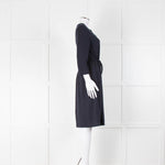 Peserico Navy Blue Dress With Tie Waist