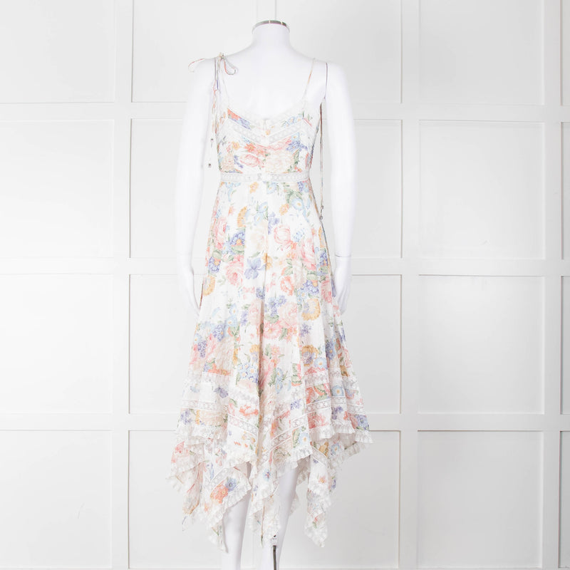 Zimmermann White Multicolour Floral Lace Trim Sleeveless Dress