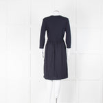 Peserico Navy Blue Dress With Tie Waist