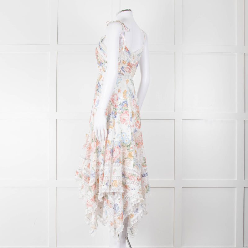 Zimmermann White Multicolour Floral Lace Trim Sleeveless Dress
