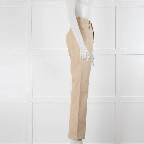 Joseph Cream Leather Button Up Trousers